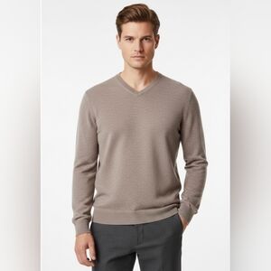 Lanpulux 100% Wool V-Neck Sweater - Men’s Size L (Slim Fit)